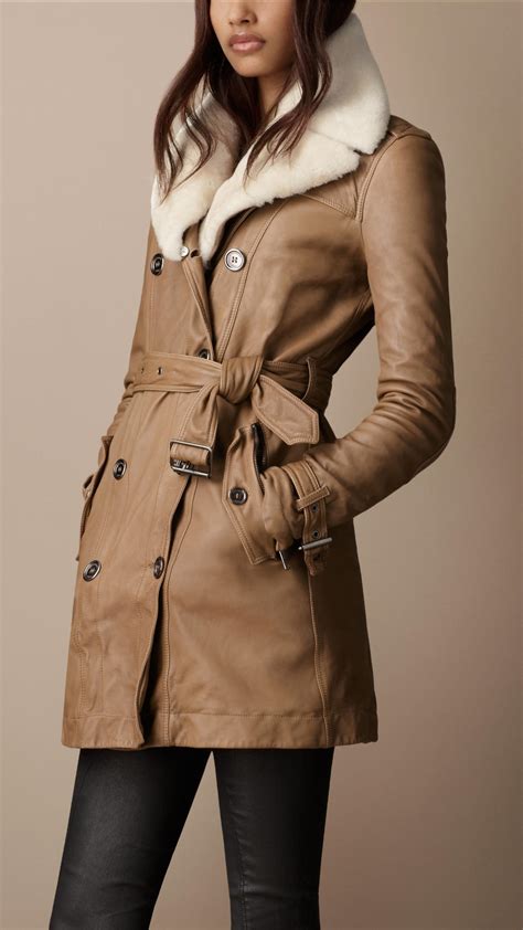 burberry brit damen mantel|Burberry leather trench coat.